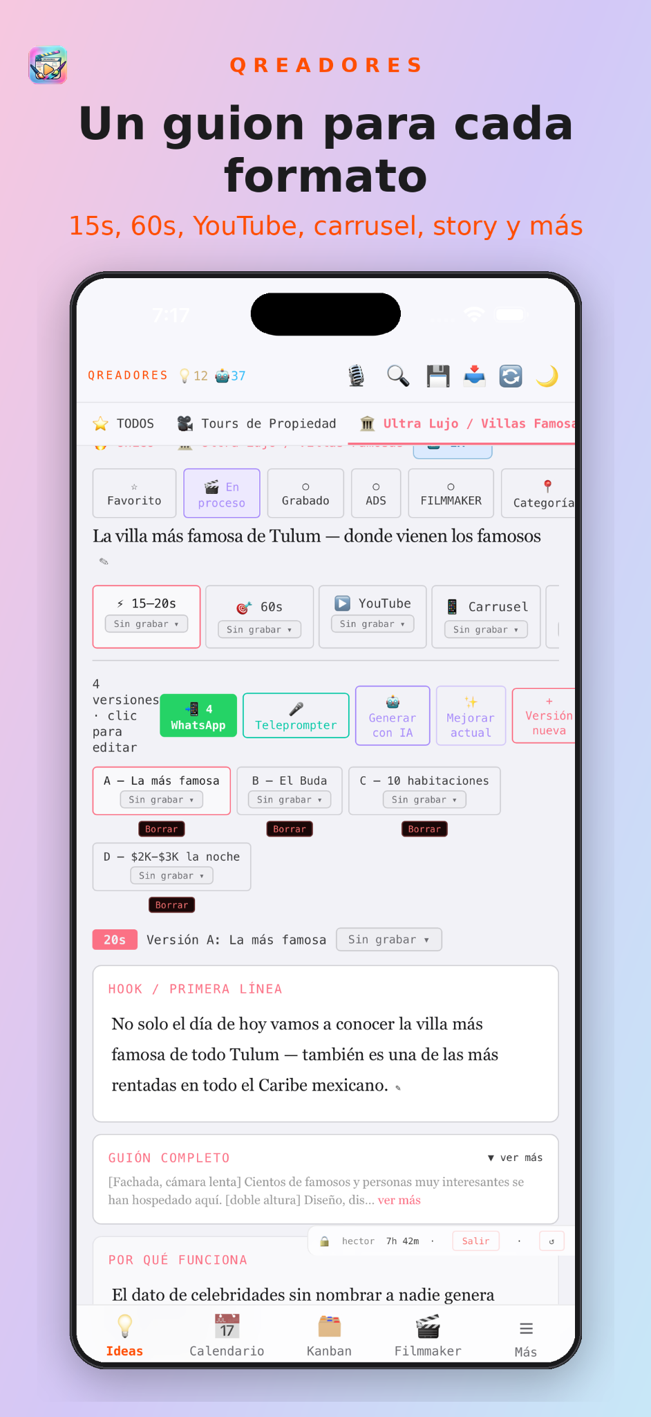 Qreadores — Guiones y formatos