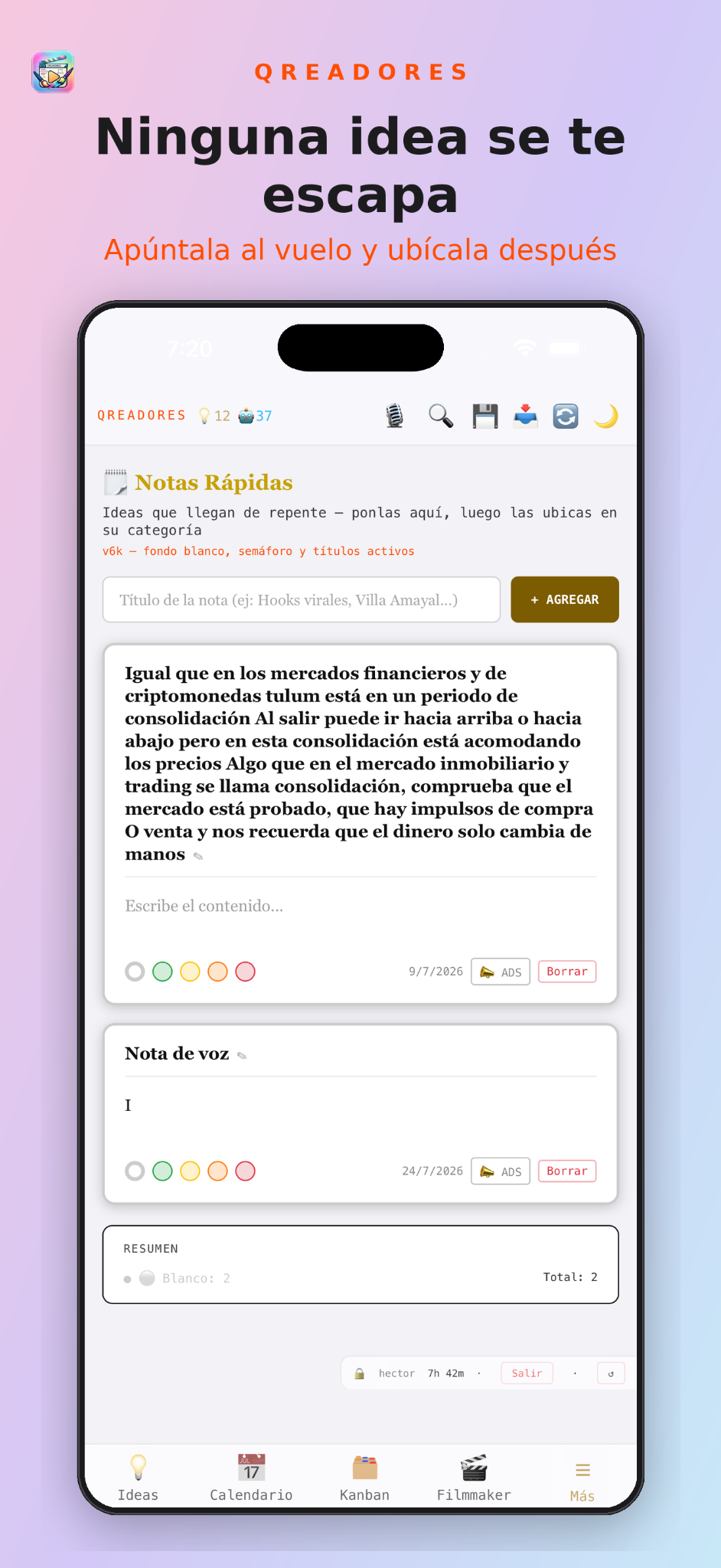 Qreadores — Notas rápidas
